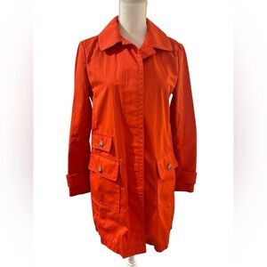 Talbots Modern Mac Orange Trench Coat Rain Jacket Sz 6